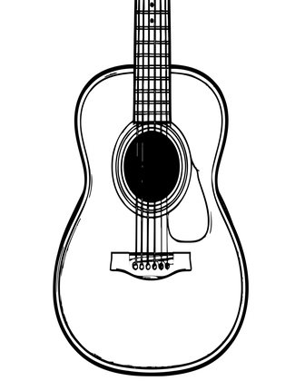 Acoustic Guitar - Free printable coloring page