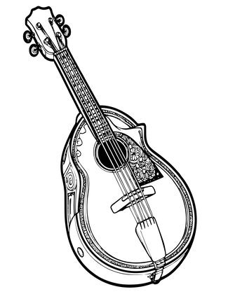 Mandolin - Free printable coloring page