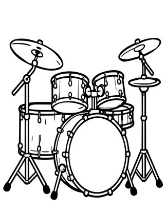 Drum Kit - Free printable coloring page