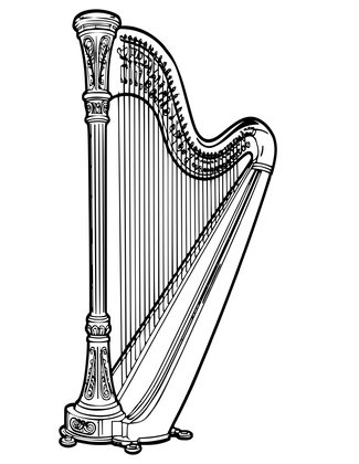 Harp - Free printable coloring page