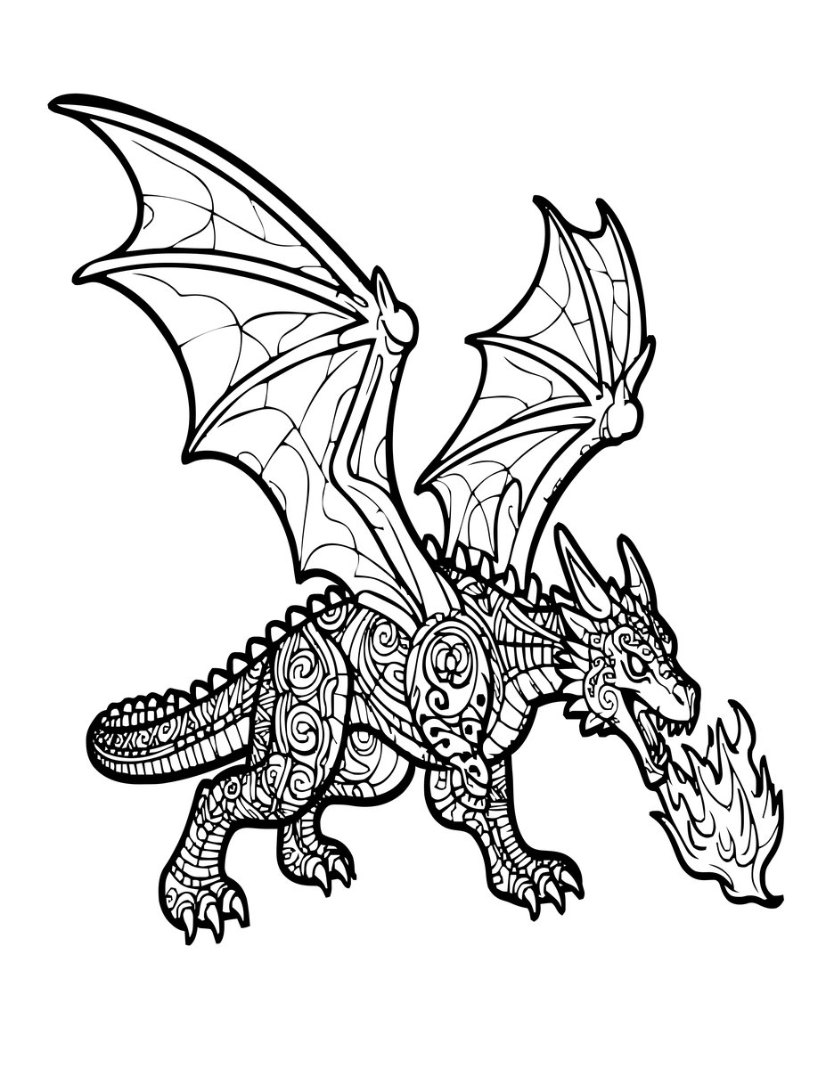 Western Dragon - free printable coloring page
