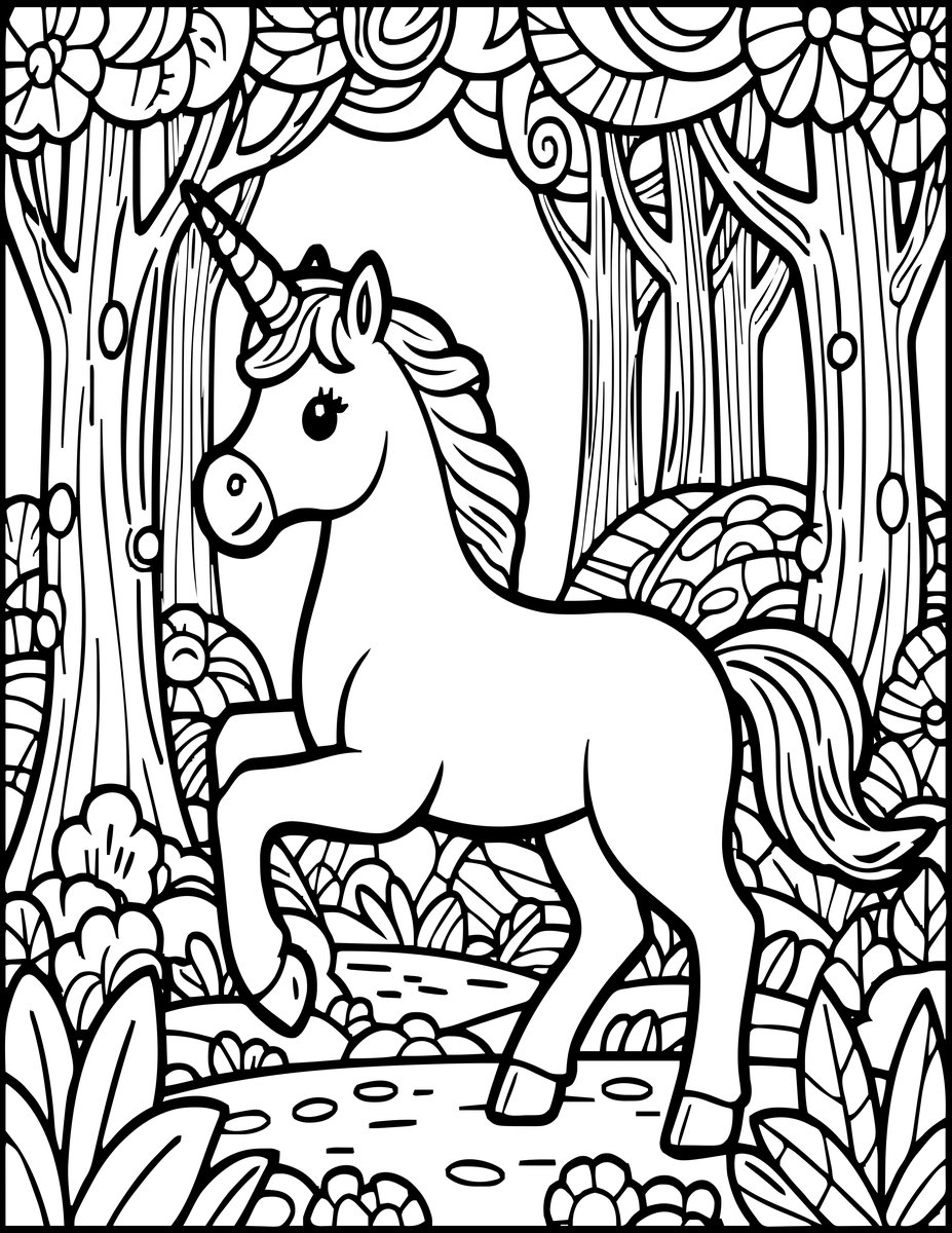 Unicorn - free printable coloring page