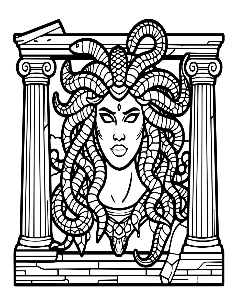 Gorgon Medusa - free printable coloring page