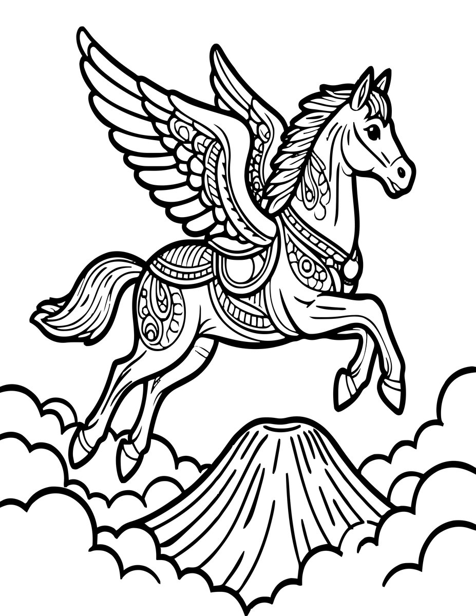 Pegasus - free printable coloring page
