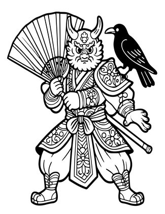 Tengu - Free printable coloring page