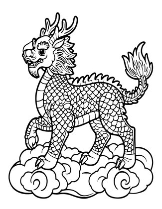 Qilin - Free printable coloring page