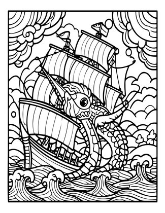 Kraken - Free printable coloring page