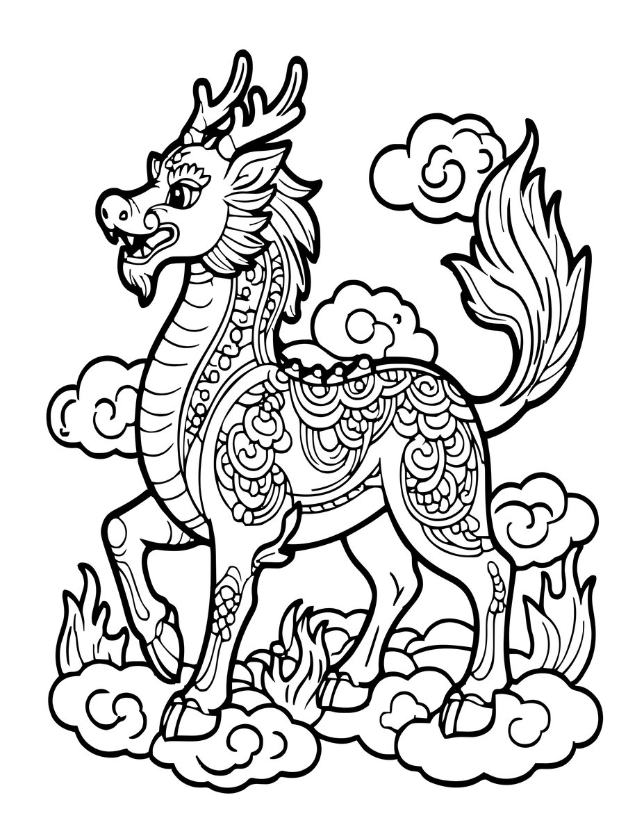 Kirin - free printable coloring page
