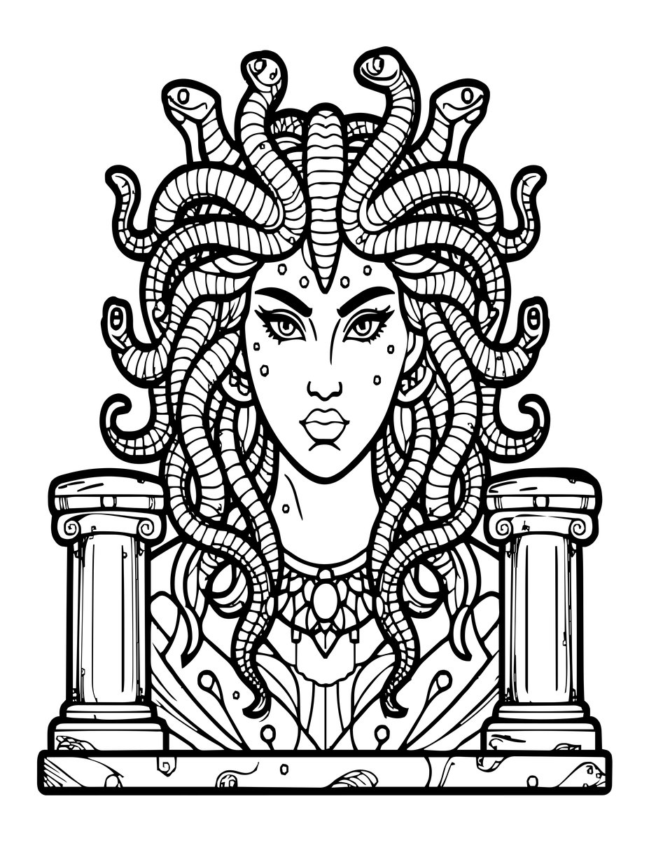 Medusa - free printable coloring page