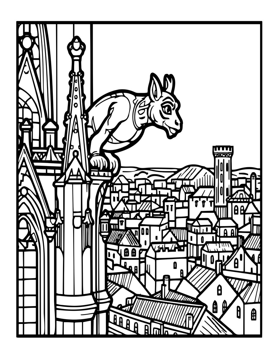 Gargoyle - free printable coloring page