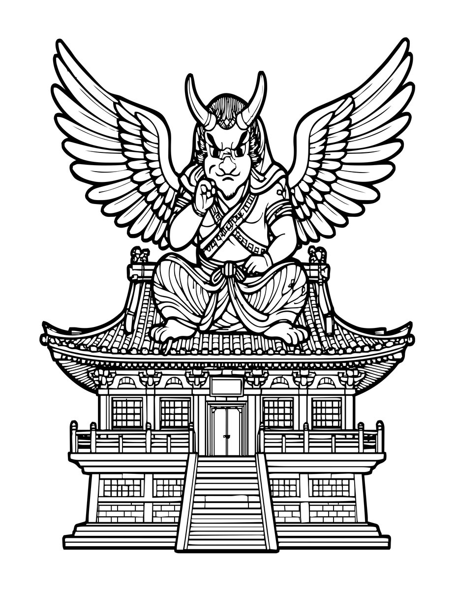 Tengu - free printable coloring page