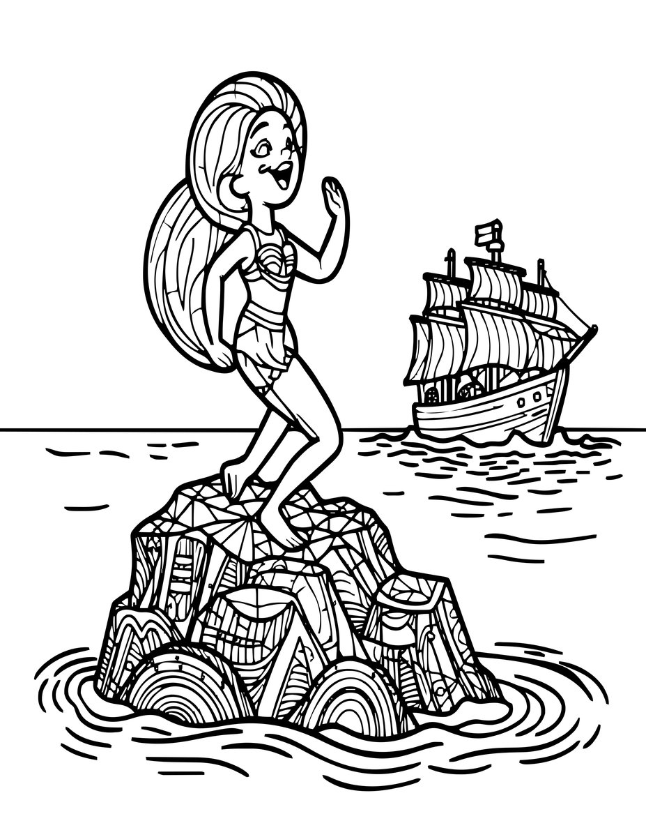 Siren - free printable coloring page