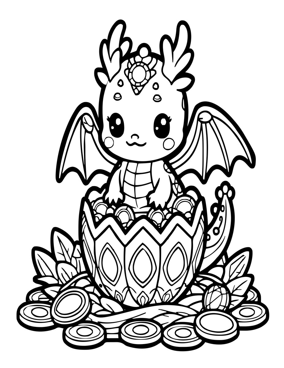 Dragon Hatchling - free printable coloring page