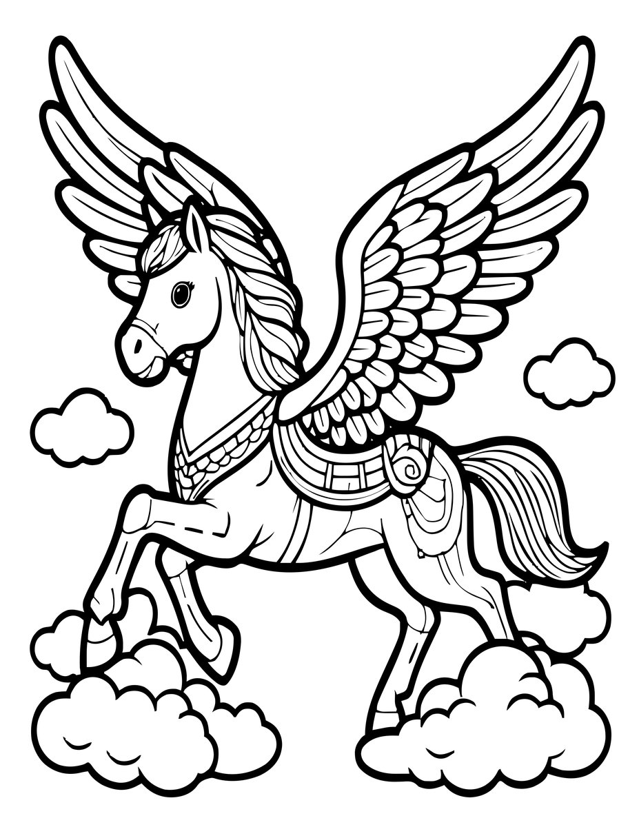 Pegasus - free printable coloring page