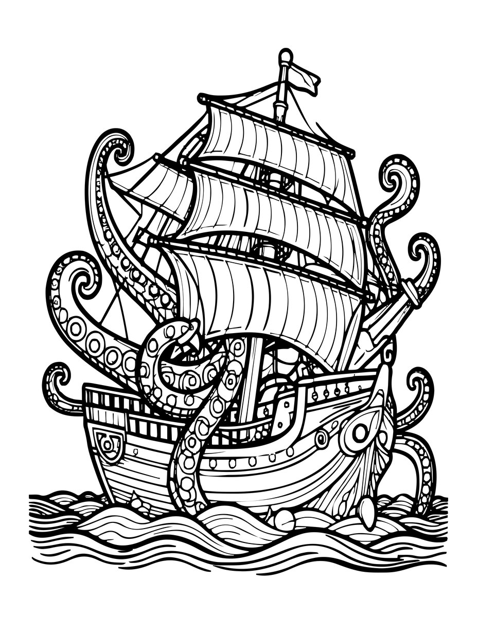 Kraken - free printable coloring page