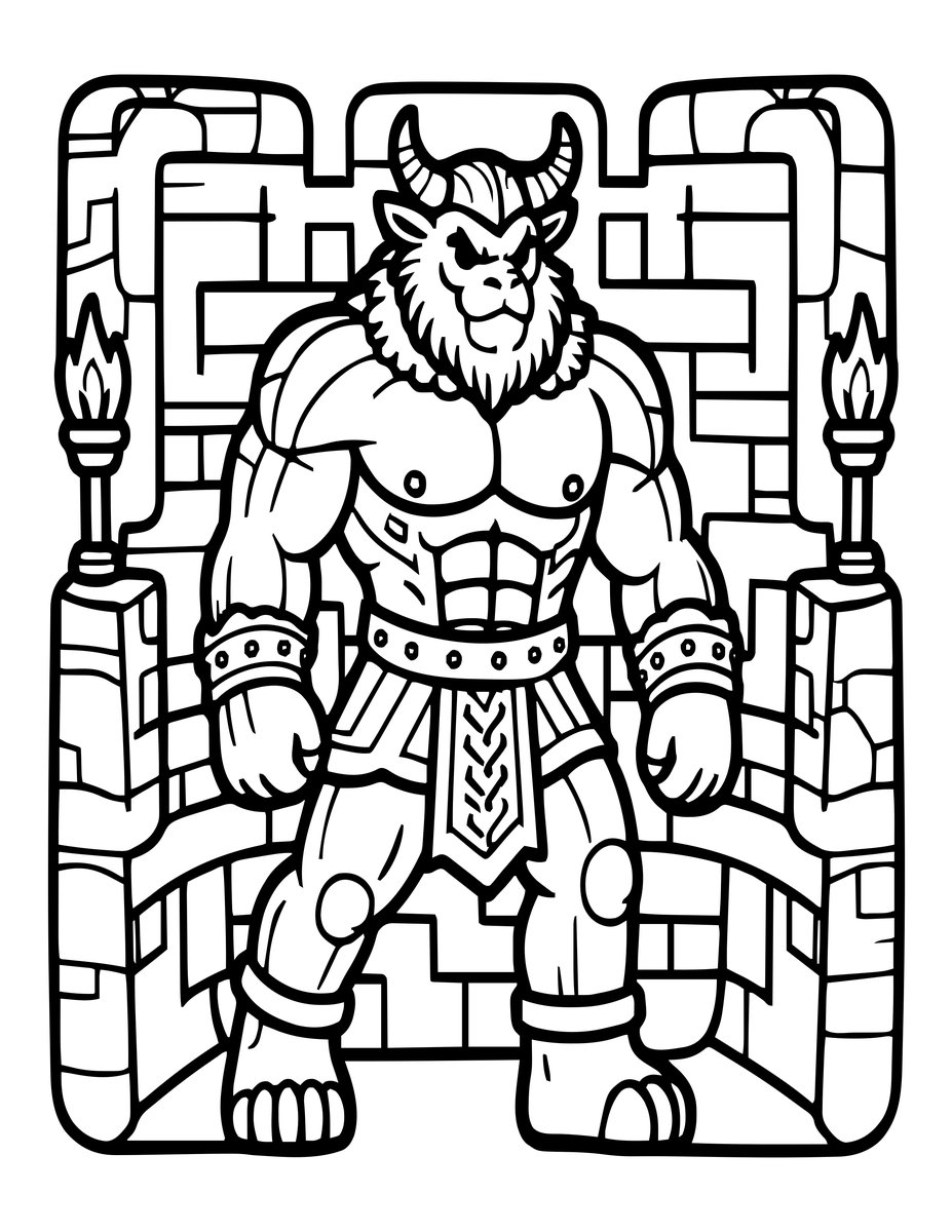 Minotaur - free printable coloring page