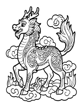 Kirin - Free printable coloring page