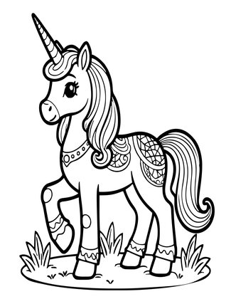 Unicorn - Free printable coloring page