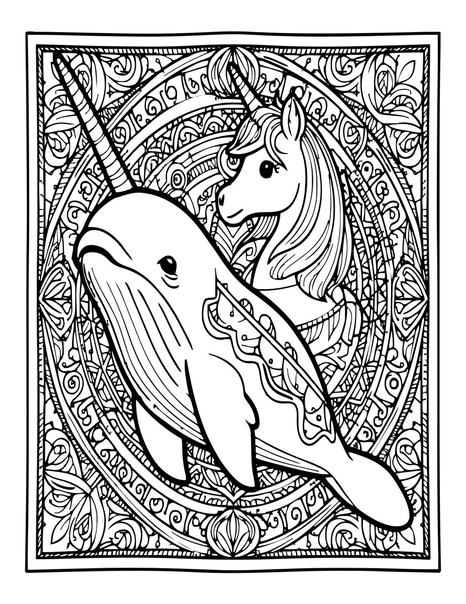 Medieval Unicorn - free printable coloring page
