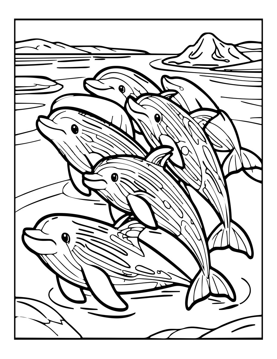 Pod Swimming - free printable coloring page