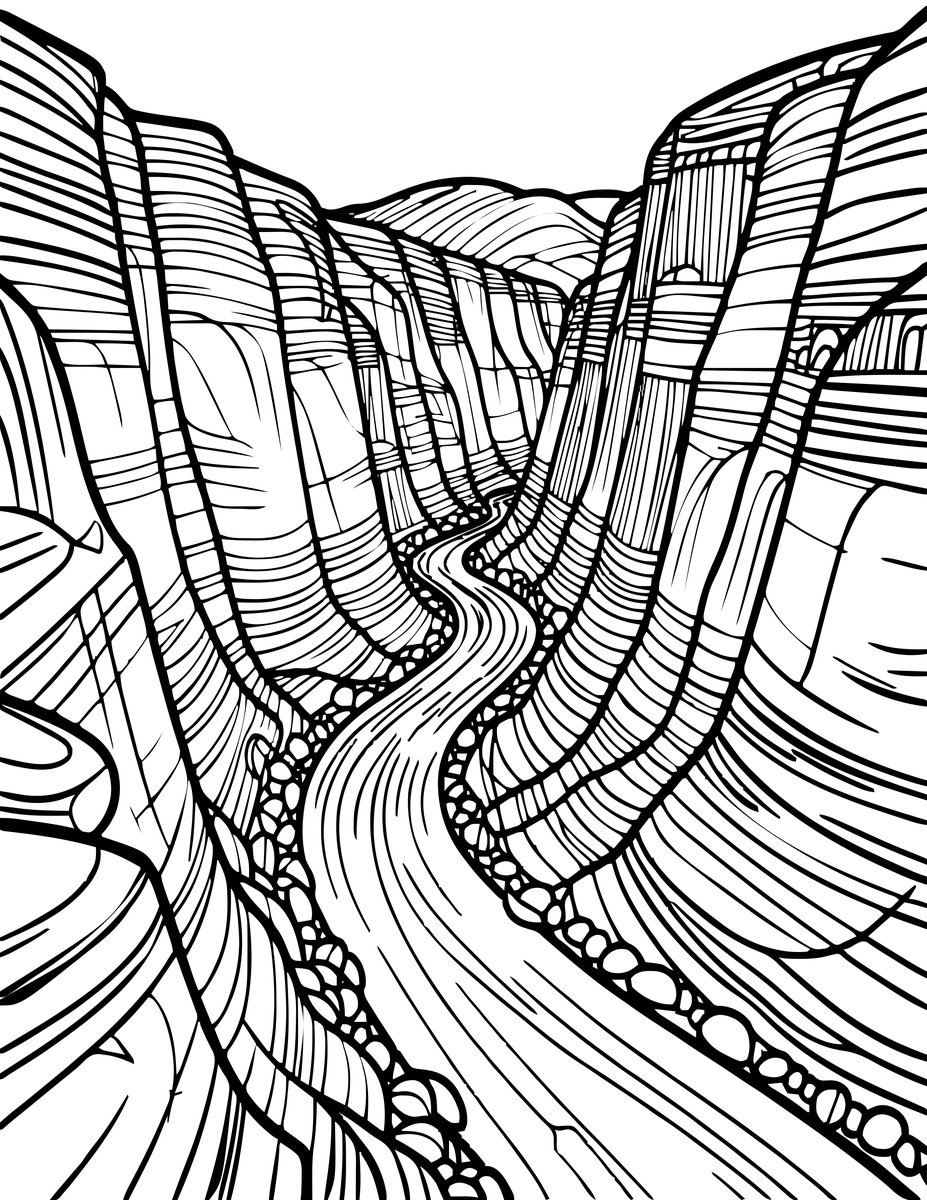 River Canyon - free printable coloring page