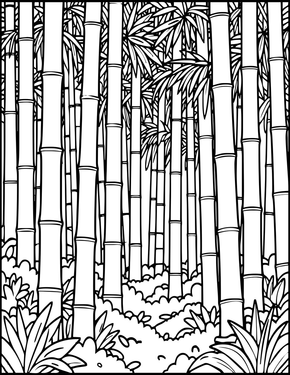 Bamboo Forest - free printable coloring page