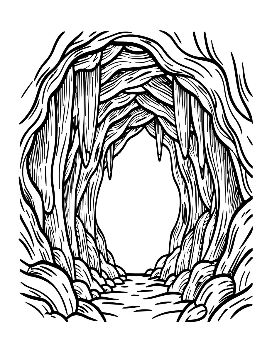 Cave Entrance - free printable coloring page