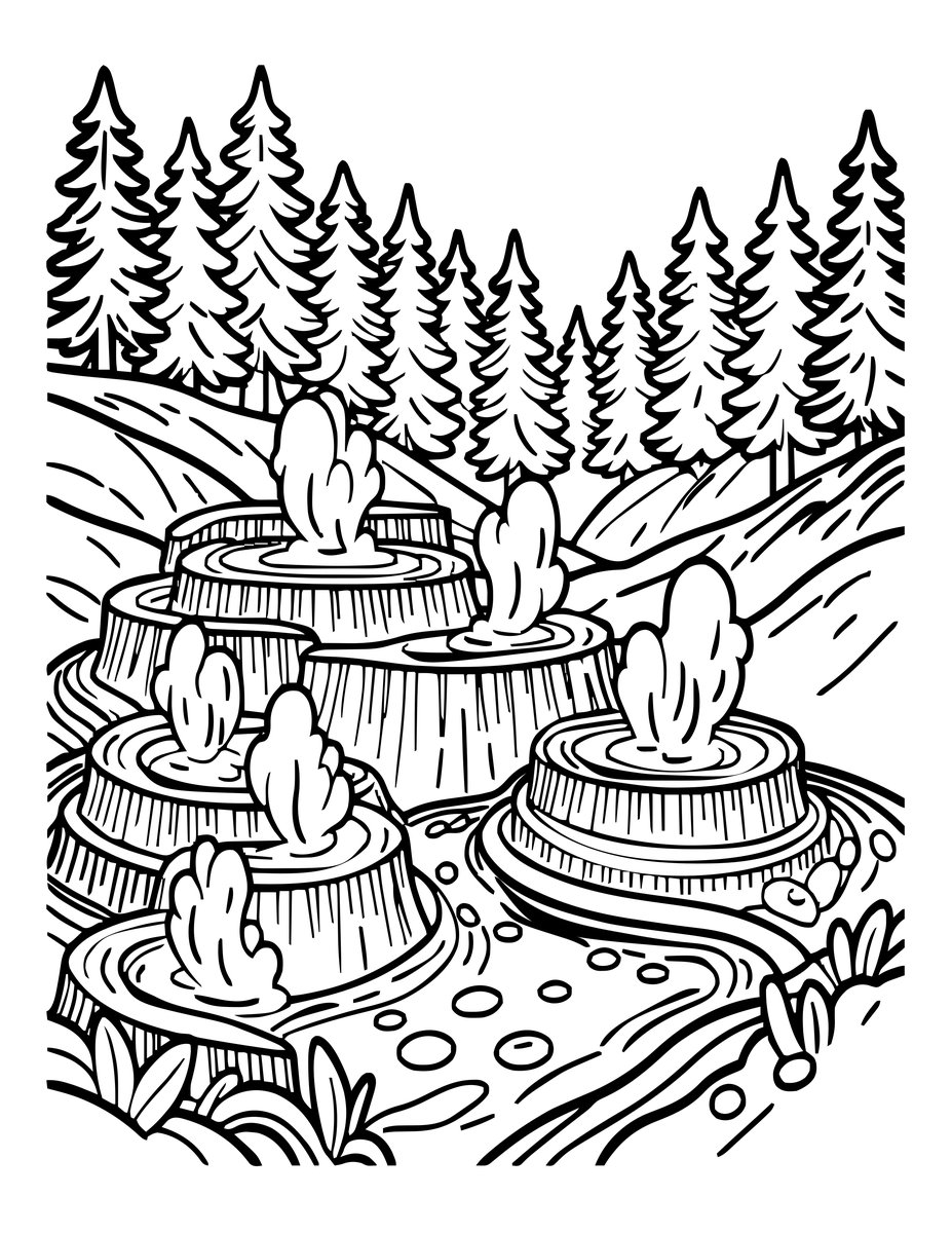 Hot Springs - free printable coloring page