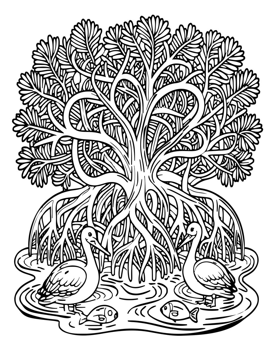 Mangrove Coast - free printable coloring page
