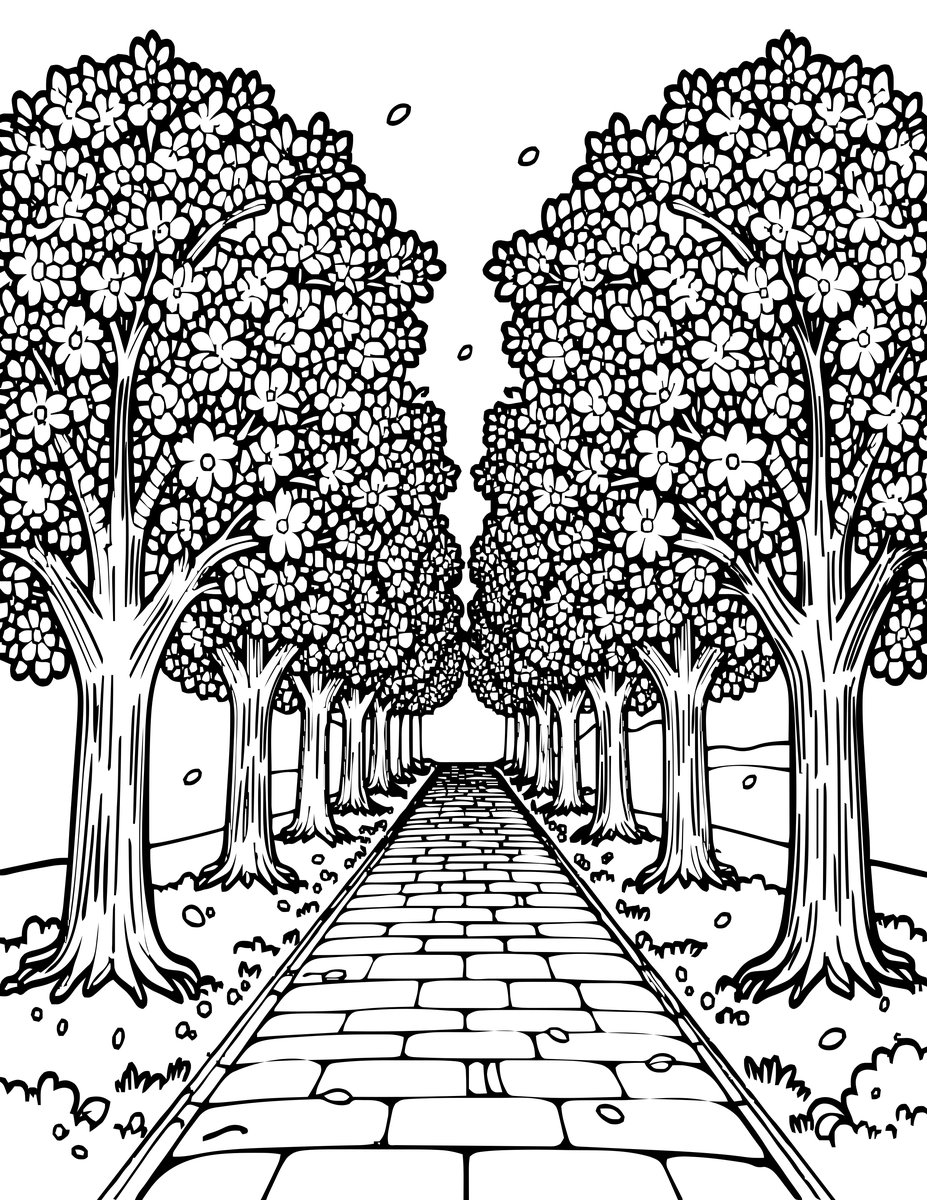 Cherry Orchard - free printable coloring page