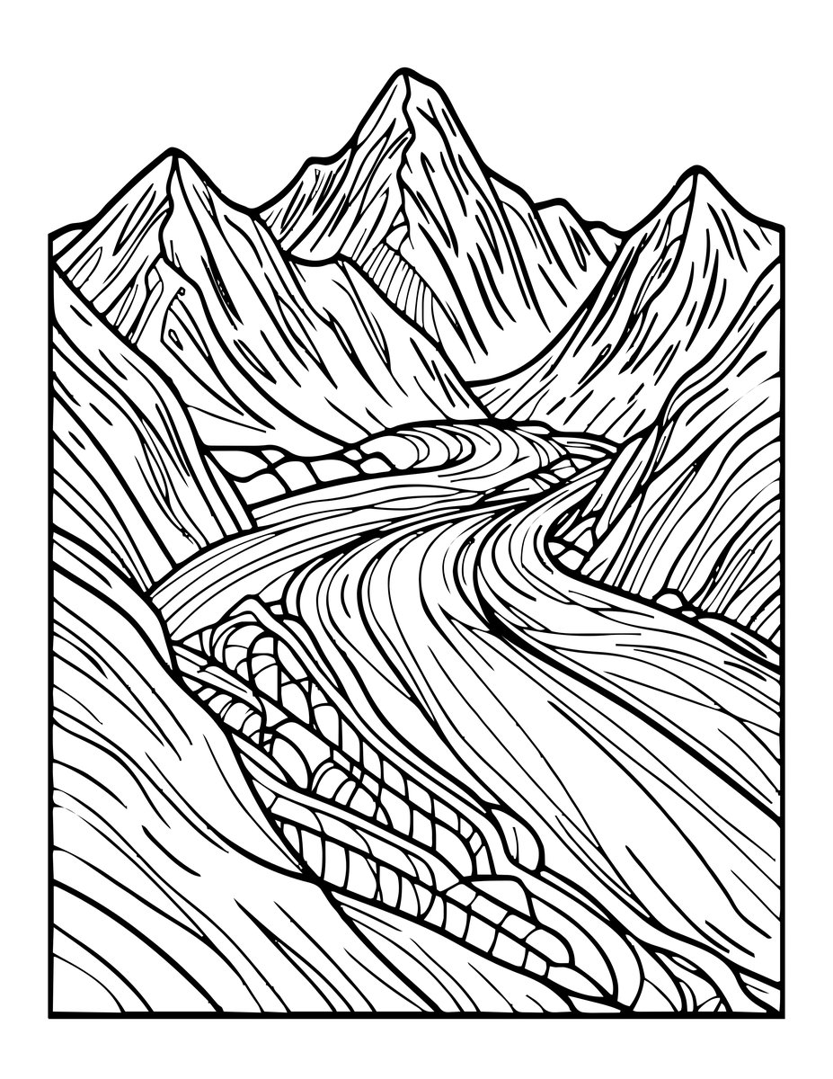 Snowy Peaks - free printable coloring page