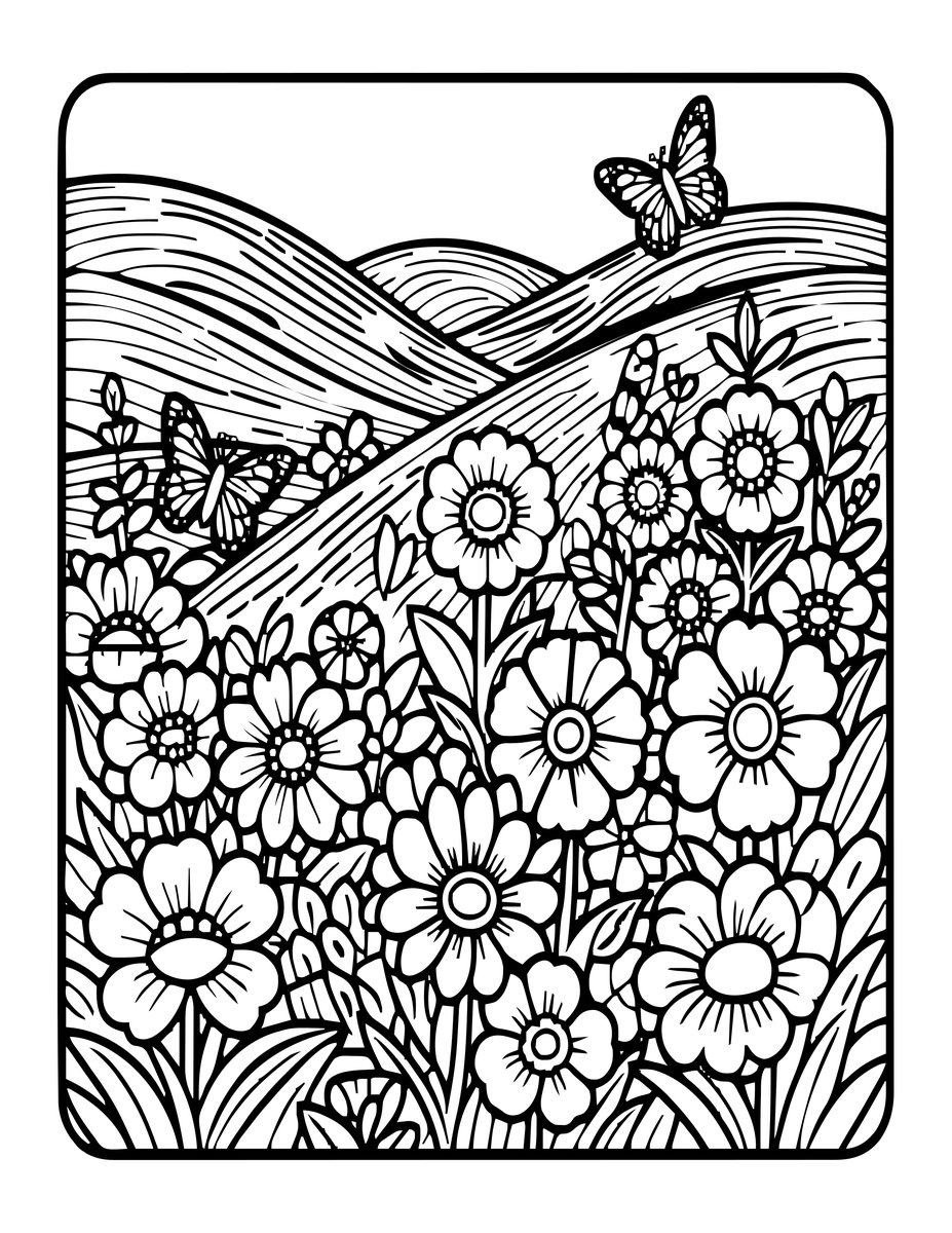 Meadow Wildflowers - free printable coloring page