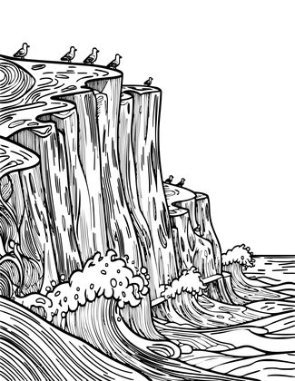 Coastal Cliffs - Free printable coloring page