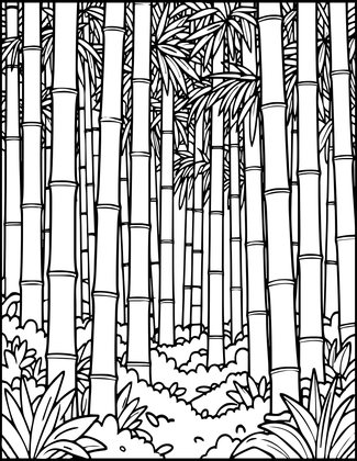 Bamboo Forest - Free printable coloring page