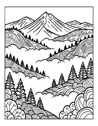 Misty Valley - Free printable coloring page