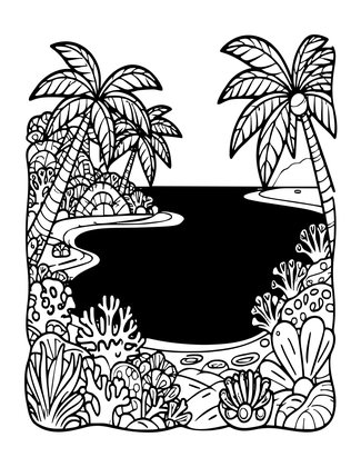 Island Lagoon - Free printable coloring page