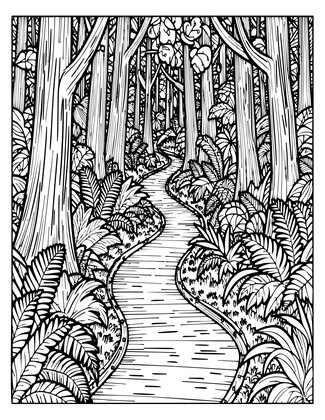 Forest Path - Free printable coloring page