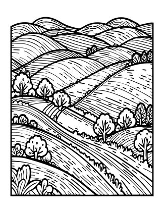 Rolling Hills - Free printable coloring page