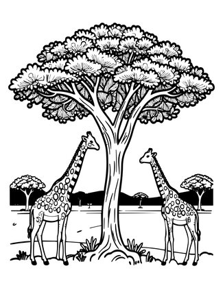Savanna Sunset - Free printable coloring page