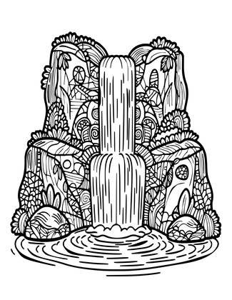 Waterfall - Free printable coloring page