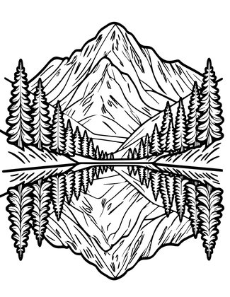 Mountain Lake - Free printable coloring page