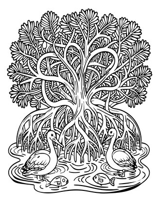 Mangrove Coast - Free printable coloring page