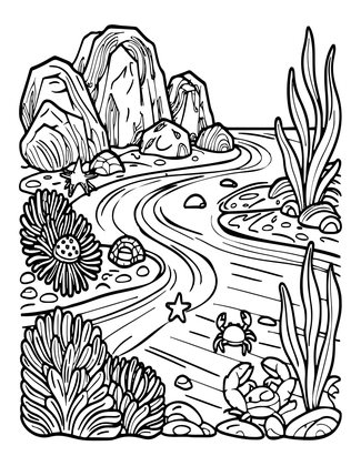 Tide Pools - Free printable coloring page