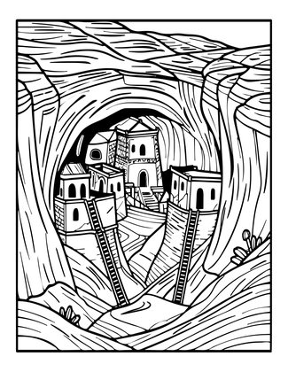 Cliff Dwelling - Free printable coloring page