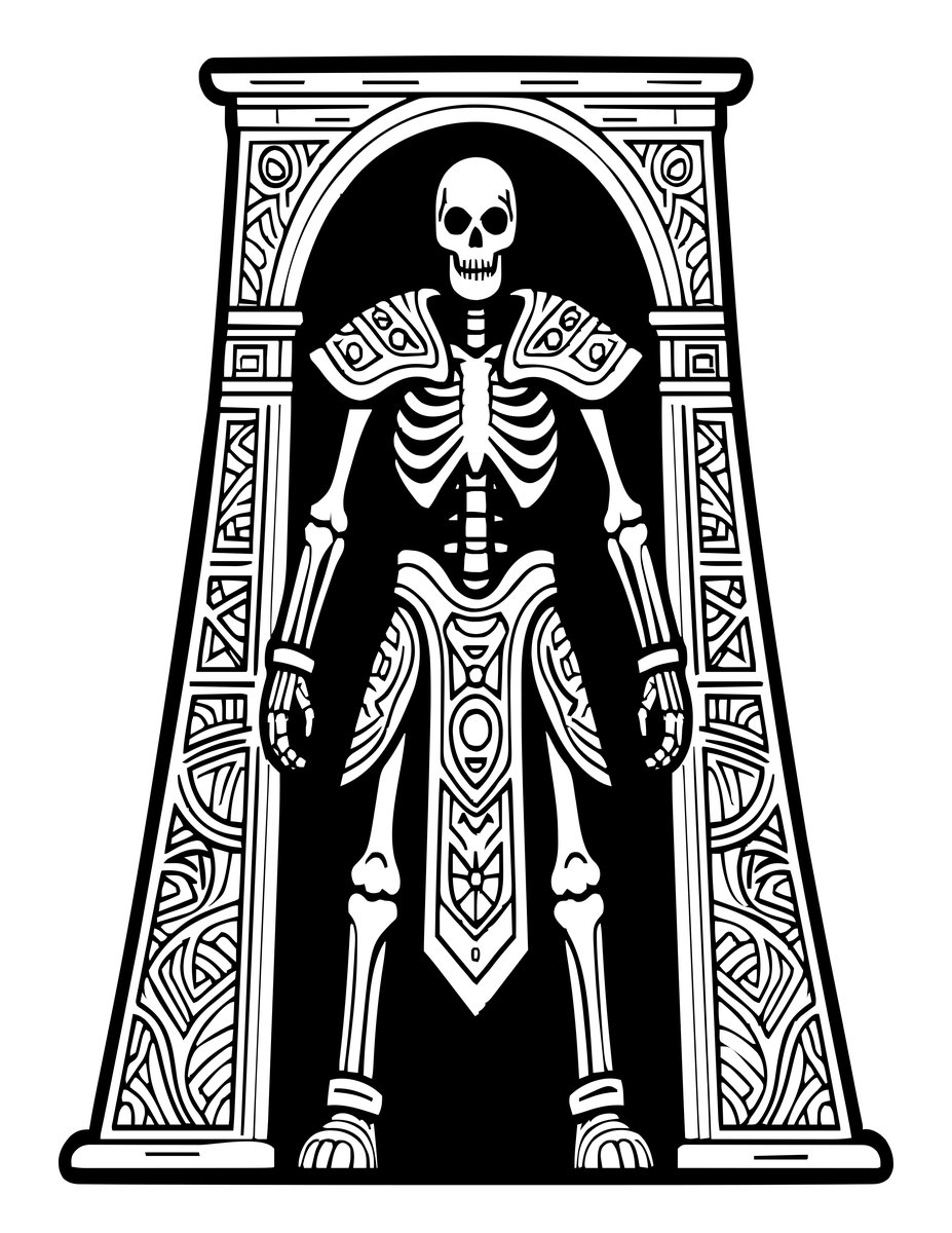 Tower and Skeleton - free printable coloring page