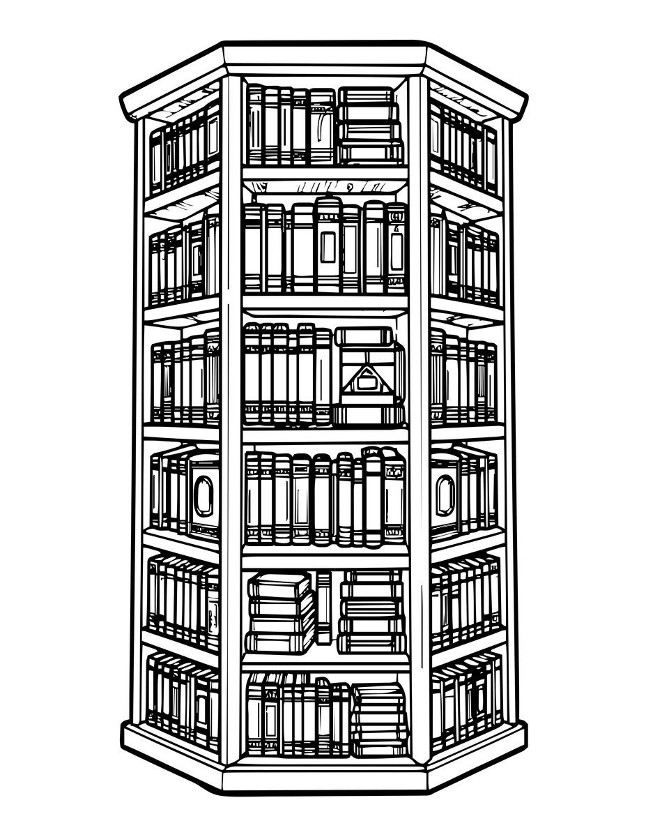 Tower Library - free printable coloring page