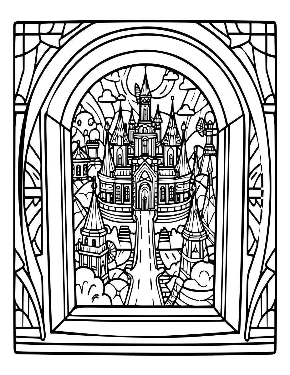 Tower Window - free printable coloring page