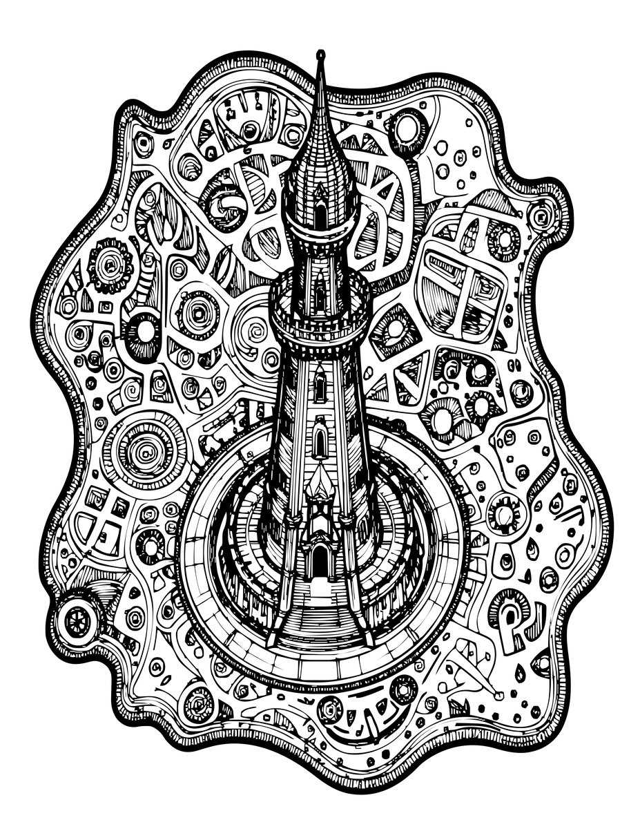 Tower Map - free printable coloring page