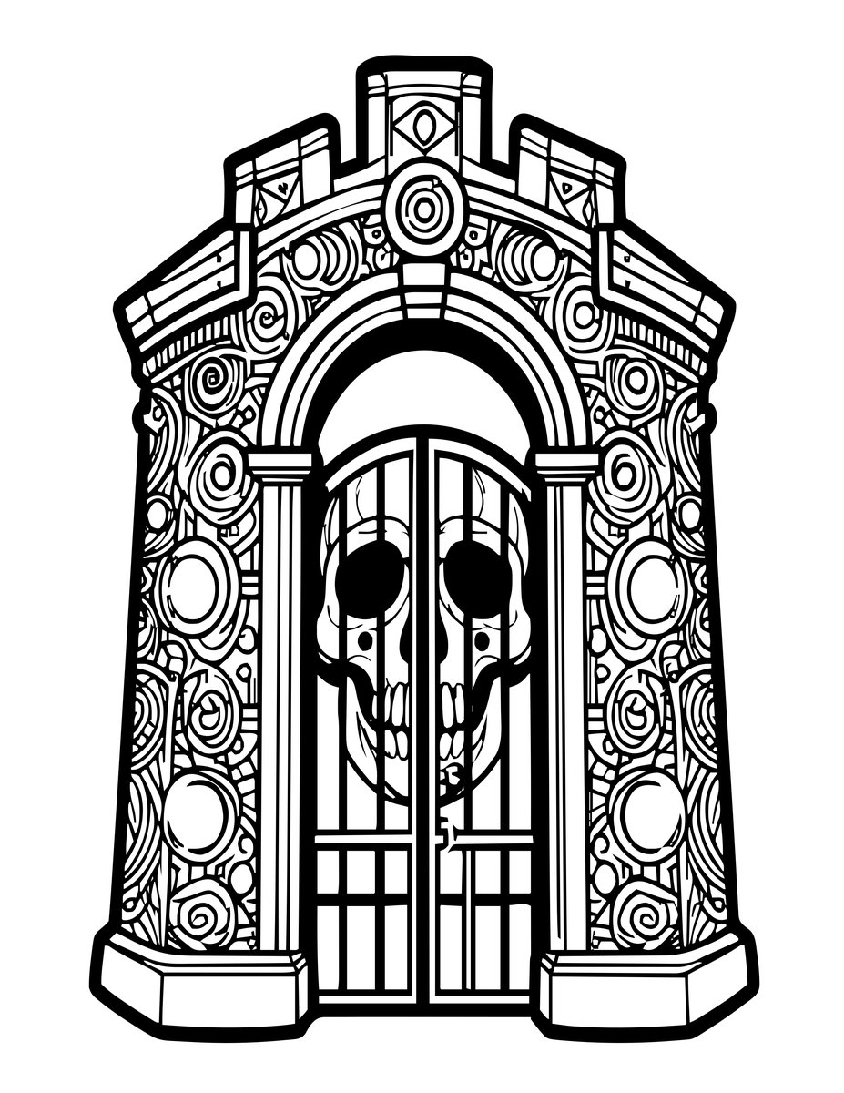 Tower Gate - free printable coloring page