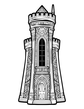 Tower at Night - Free printable coloring page